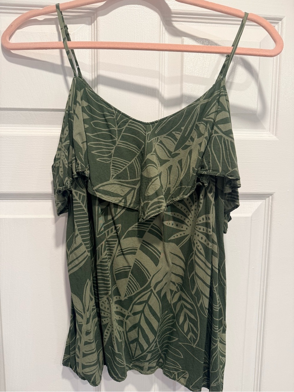 Old Navy Olive Green Tropical Print Tank